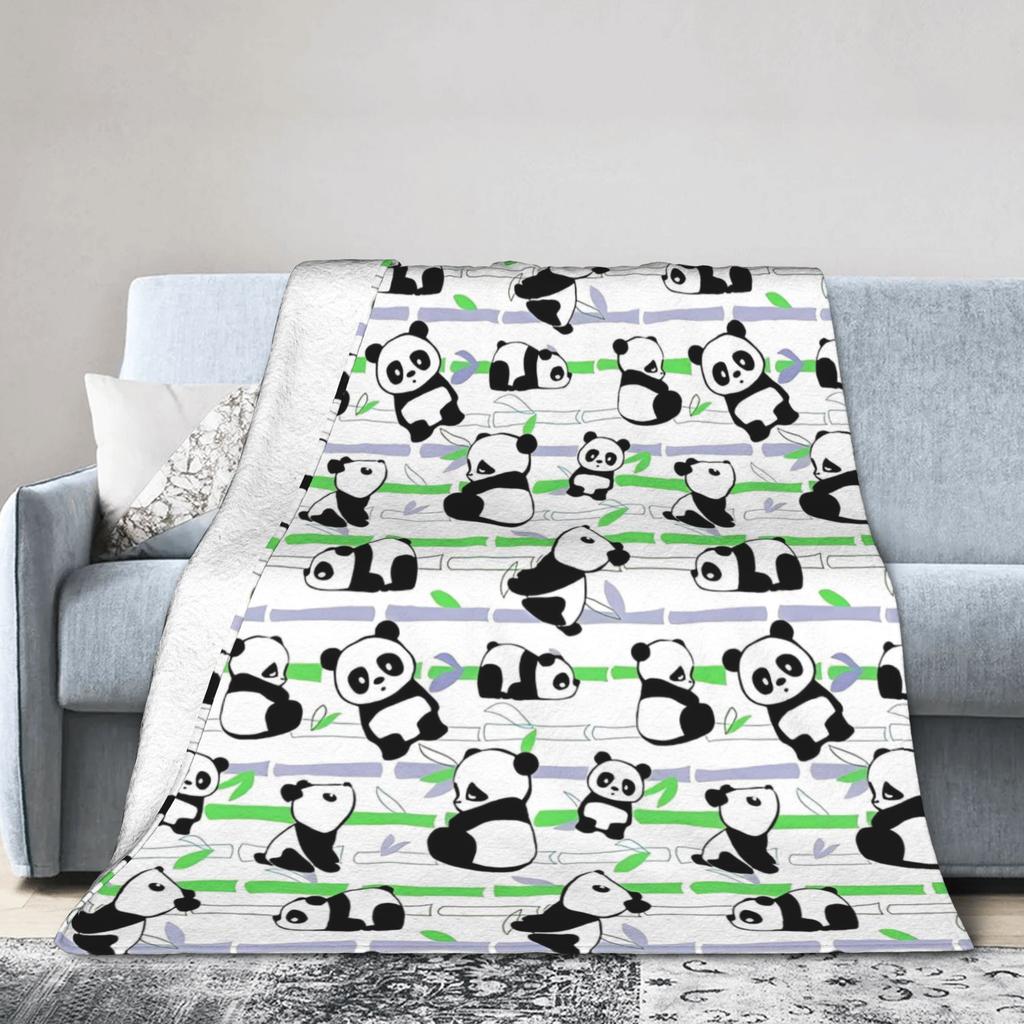 Panda Love Animal Fleece Throw Blankets Valentine's Day Blankets for Bed Office Super Soft Bedspread
