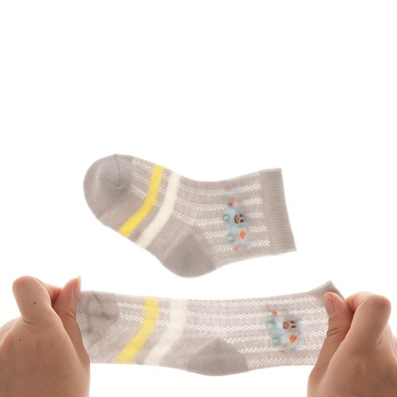 5Pairs/set Children's Socks For Girls Boys Summer Thin Cotton Kids Mesh Baby Socks For Infant Cartoon Sock 0-8Years