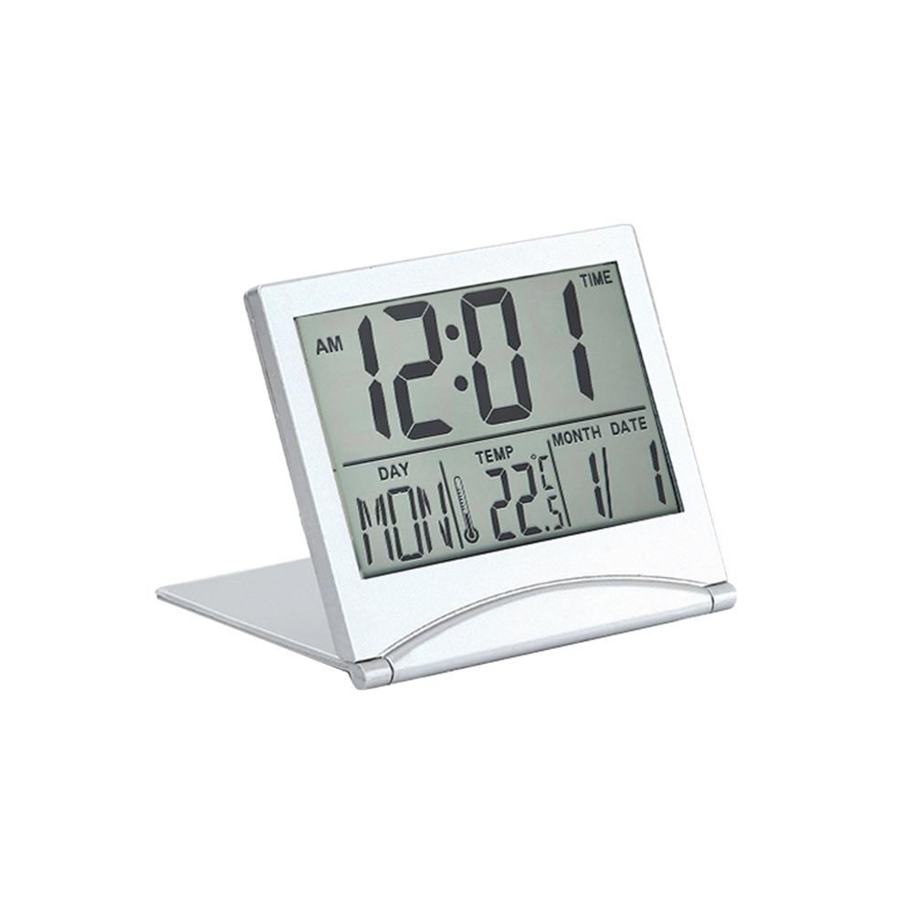 Foldable Desktop LCD Electronic Clock Multi-function Date Temperature Alarm Clock Simple and Convenient Thin Travel Clock