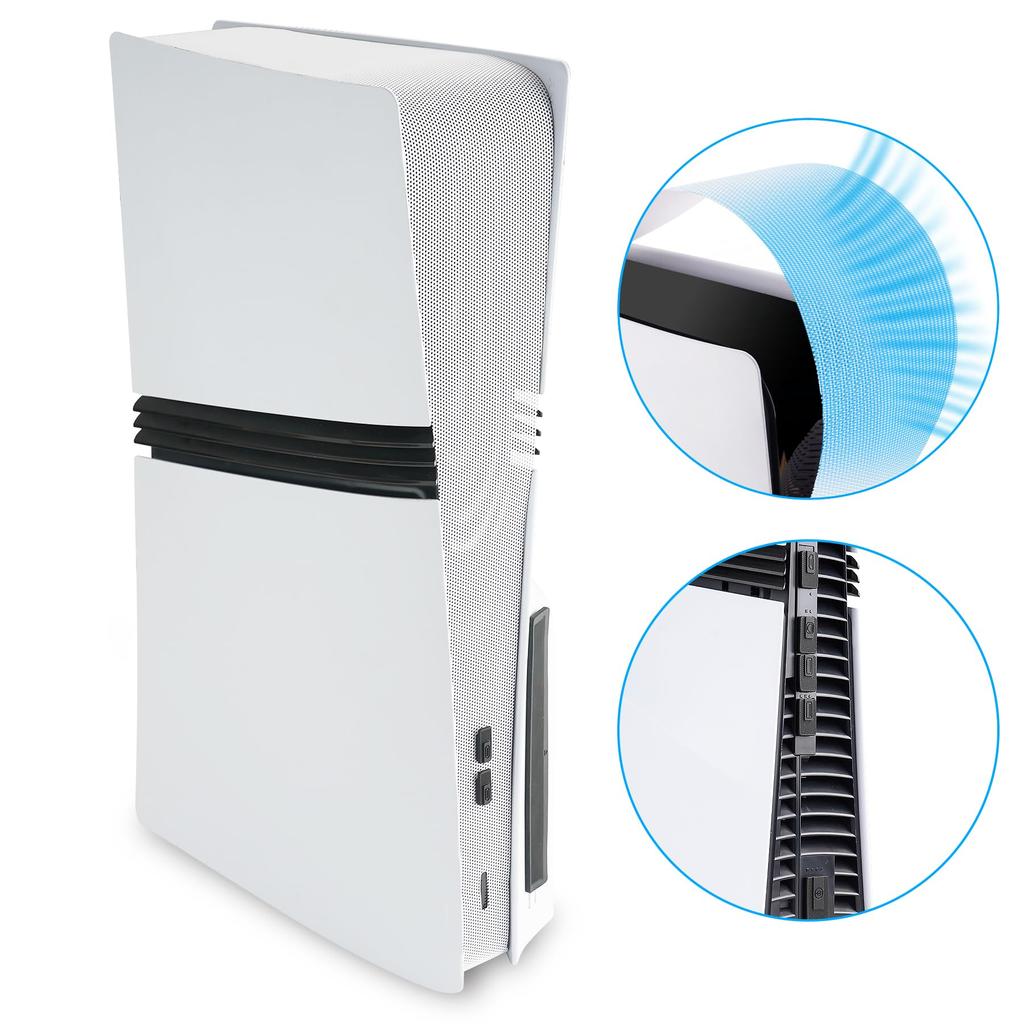 PlayVital PS5 Pro Dust Filter Silicone Plug Dustproof Accessory Port Easy White & Set, (Includes Cover), Installation,