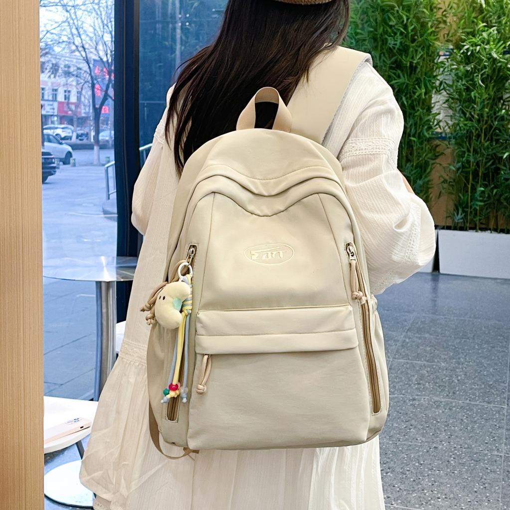Schoolbag Backpack Female Solid Color Small Fresh Cute Casual Student Backpack Lightweight Versatile Simple Travel Backpack