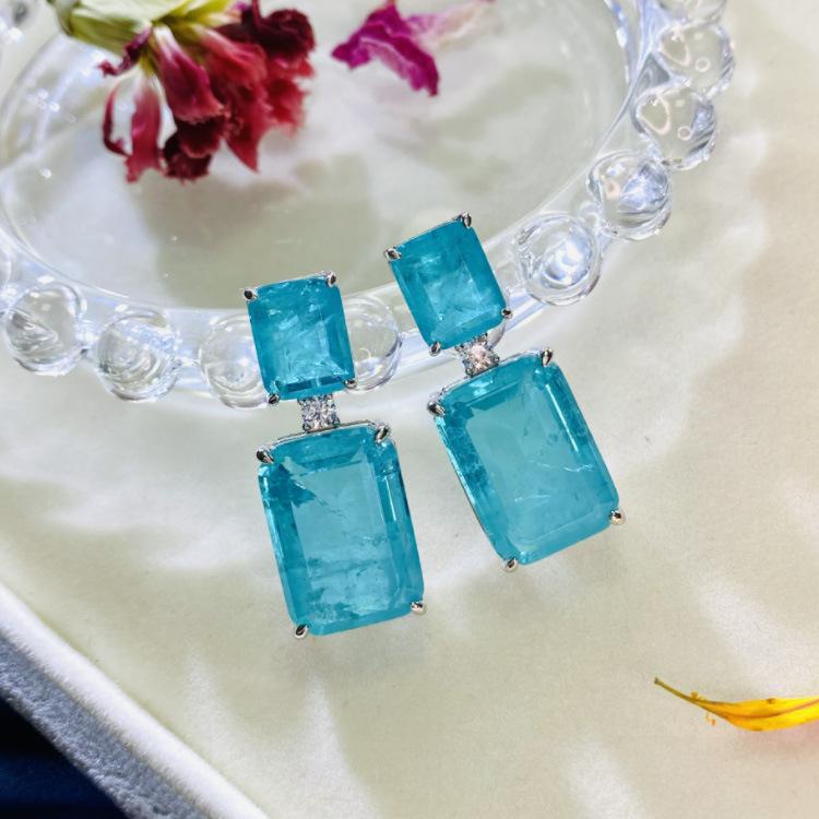 European and N Earring Simple Low Key Luxury Female Earring Long Paraiba Earrings