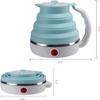 Travel Foldable Electric Kettle, Collapsible Electric Kettle Food Grade Silicone Small Pot Boiling water,Dual Voltage 600ml