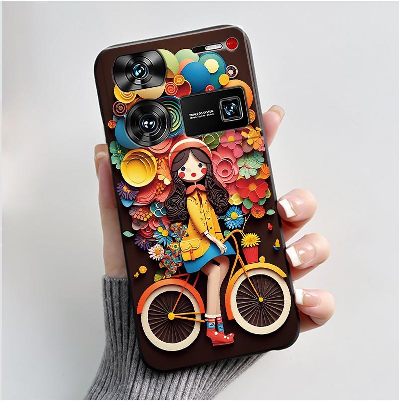 Case For ZTE Nubia Z60 Z70 Z70S Z50 Ultra Cute Love Heart Rabbit Matte Black Soft Silicone Cover For Nubia Z60Ultra Fundas Shell