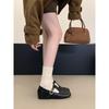 Inner heightening single shoes autumn retro suede one-pedal soft-soled Maillard Mary Jane ballet small leather shoes