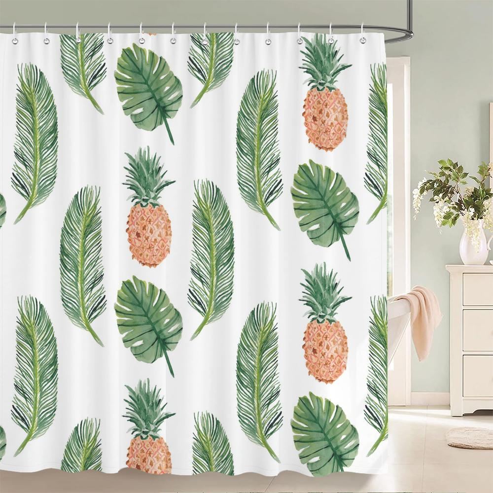 Frucht Duschvorhang Orange Banane Pfirsich Wassermelone Muster Niedliche Kinder Badezimmer Deko Polyester Stoff Wasserdicht Badevorhang