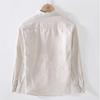 Men's Long Sleeve Casual Cotton and Linen Shirt - Thin Style, Loose Fit, White for Spring and Autumn
