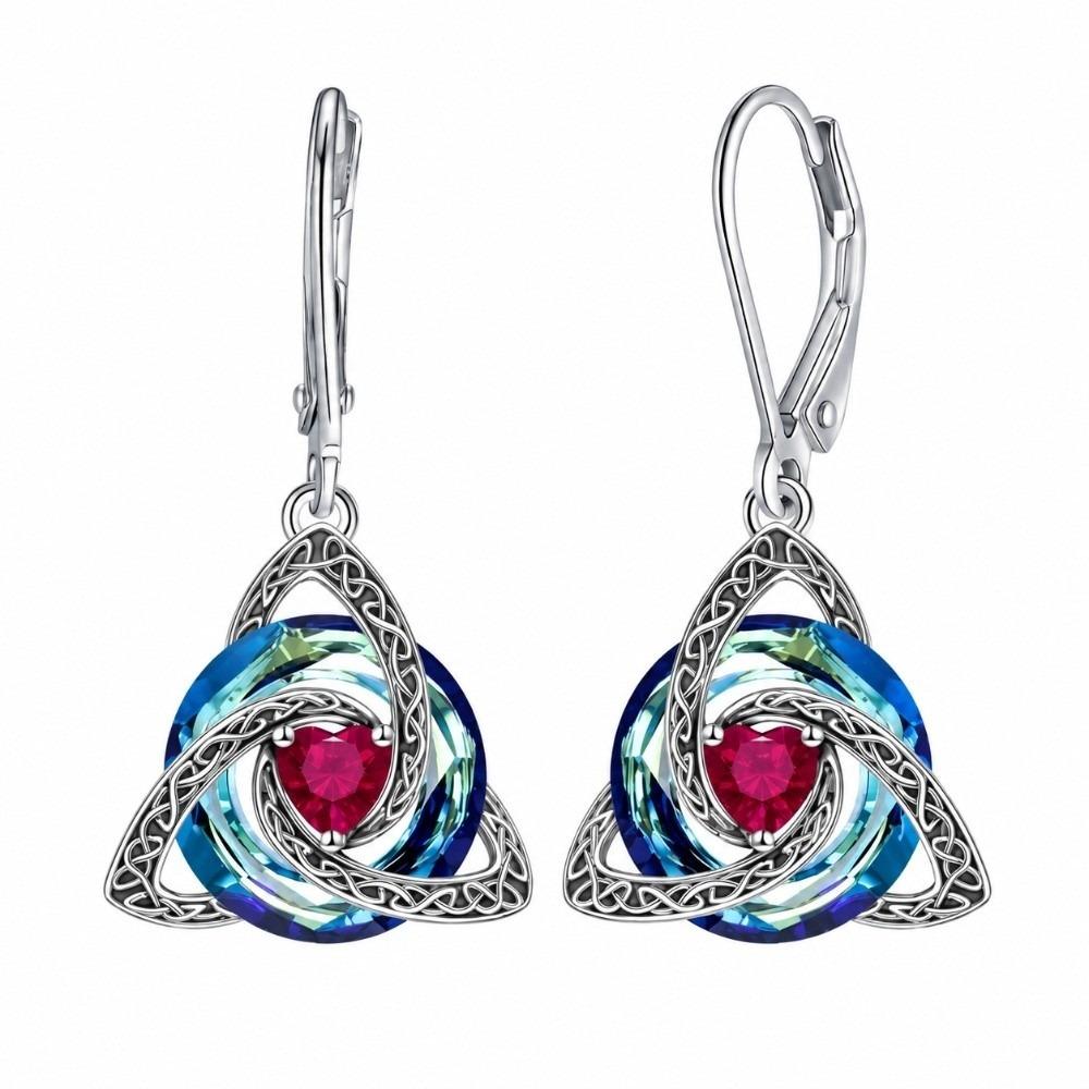 1 Pair 12 Birthstone Option Celtic Knot Earrings Stainless Steel Pendant Earrings Daily Wear