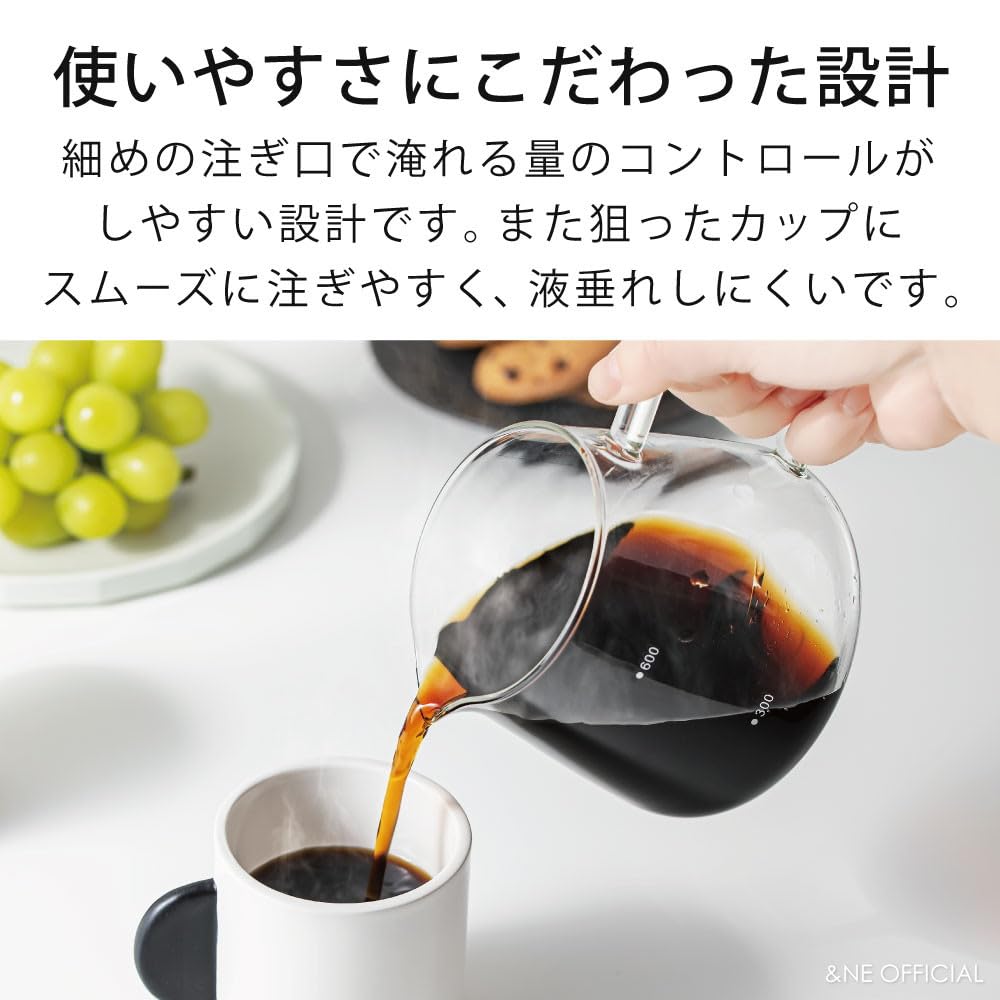 &NE Nikii Cafe Clear Glass Server, 15cm Wide x 11cm Deep x 11cm High, 600ml Capacity, Heat-Resistant Glass, Microwave and Dishwasher Safe, Easy to