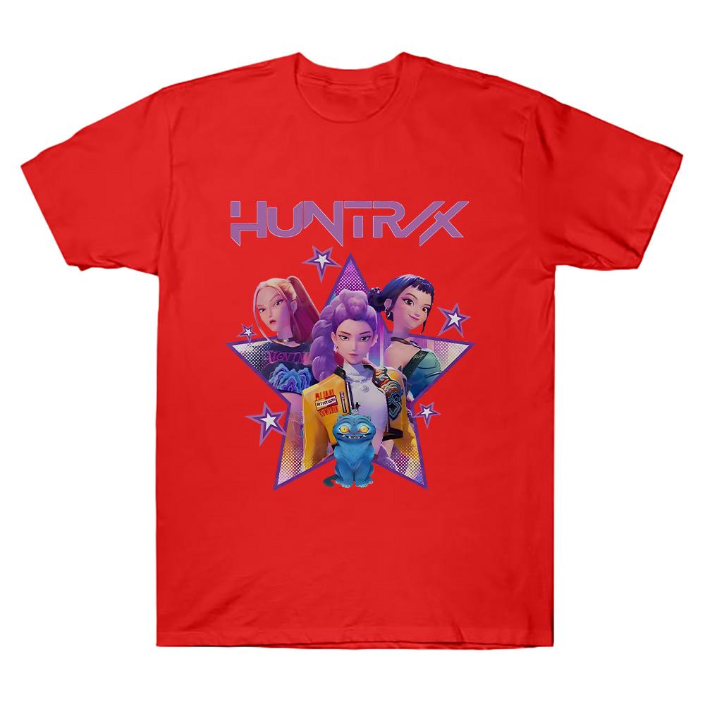 

KPop Demon Hunters Tees Rumi Men Women O-Neck Short Sleeves Tops T-shirt Fans Gift Clothing Fashion Cotton Comfortable T Shirt XXL красный