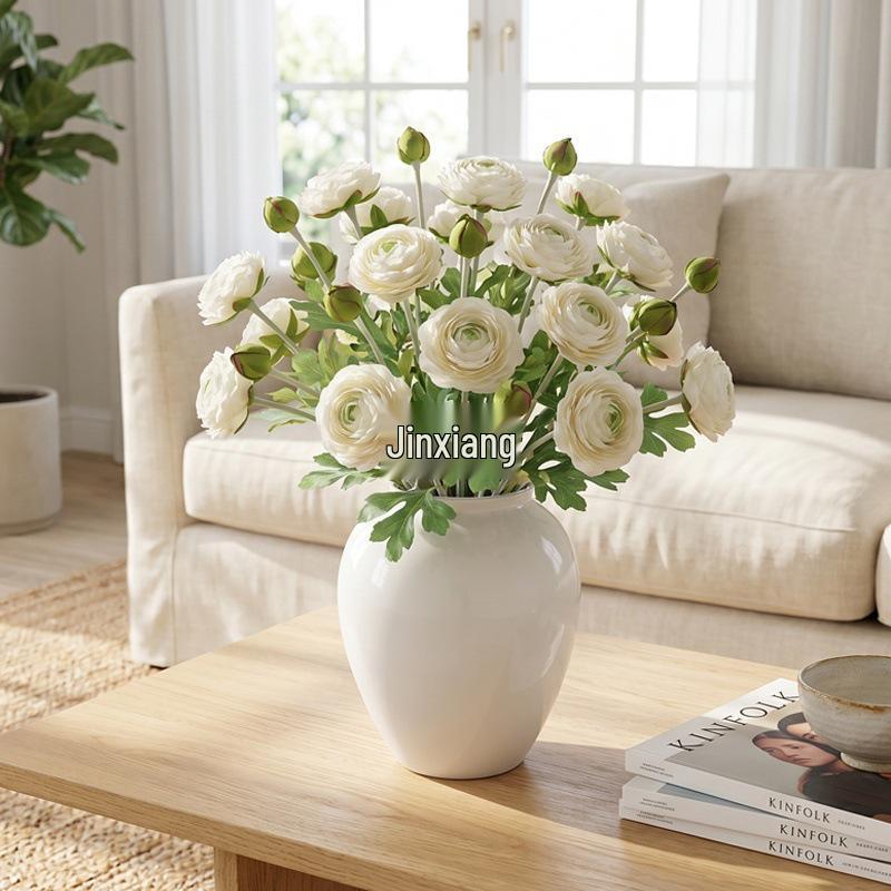 Artificial Peony & Lotus Silk Flower, Double-Headed Ranunculus for Wedding Aisle or Home Decor