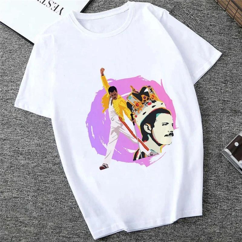 Freddie The Queen Tričko Bílé Módní Dámská Trička Harajuku Kawaii Oblečení Krátký Rukáv Letní Tričko Ležérní Dámský Top O-výstřih