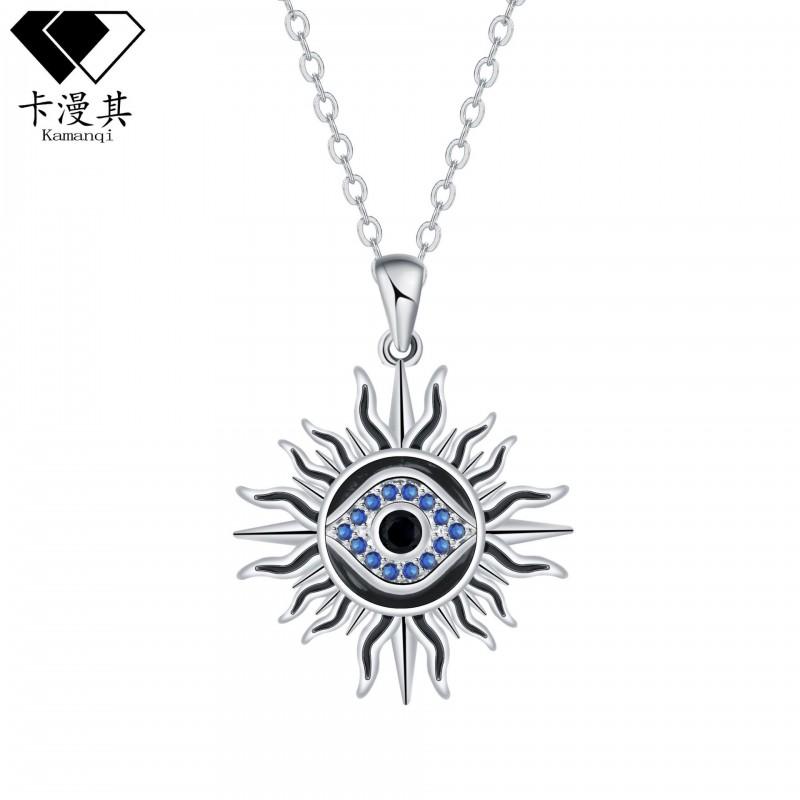 Womens Minimalist Evil Eye Pendant Necklace In Black Copper Chain Elegant Daily Wear Jewelry Modern Style Black