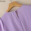 ZANZEA Women Elegant Round Neck Casual Short Sleeve Blouse