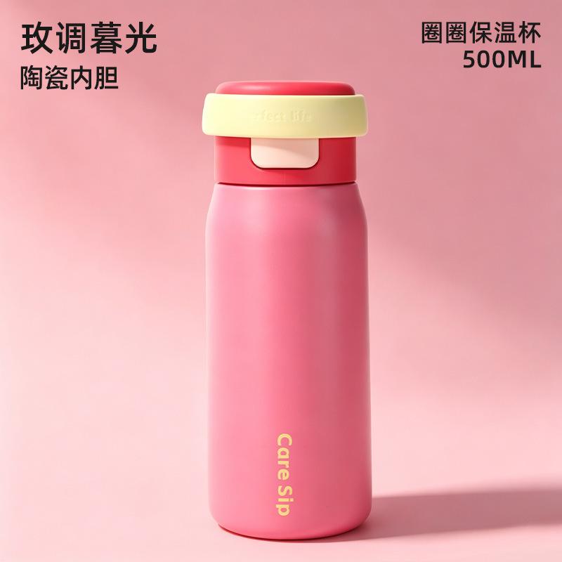 Water Bottle Boutique Stainless Steel Vacuum Thickened Thermos Cup Accompanying Student Water Cup Straw Coffee Cup
