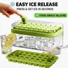 Silicone Ice Cube Tray Mold With Lid Shovel Storage Box One Click Ice Maker Dishwasher Safe Easy Clean Kitchen Bar Accessories