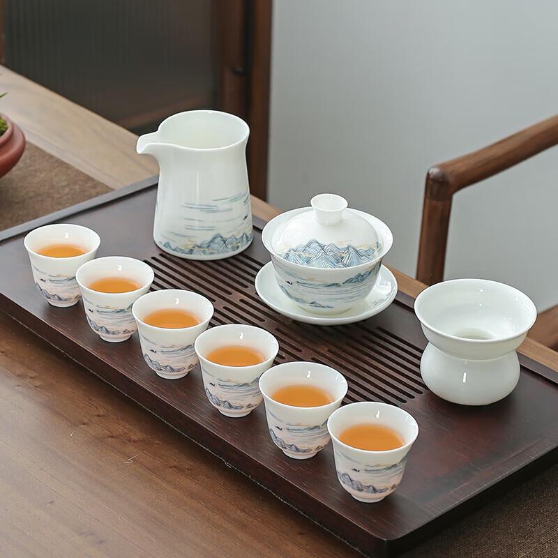 Chinese Mutton Fat Jade White Porcelain Gongfu Tea Set