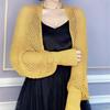 1PC Fashion Hollow Out Thin Tops Solid Color Long Sleeve Knitted Cardigan Vintage Knitwears