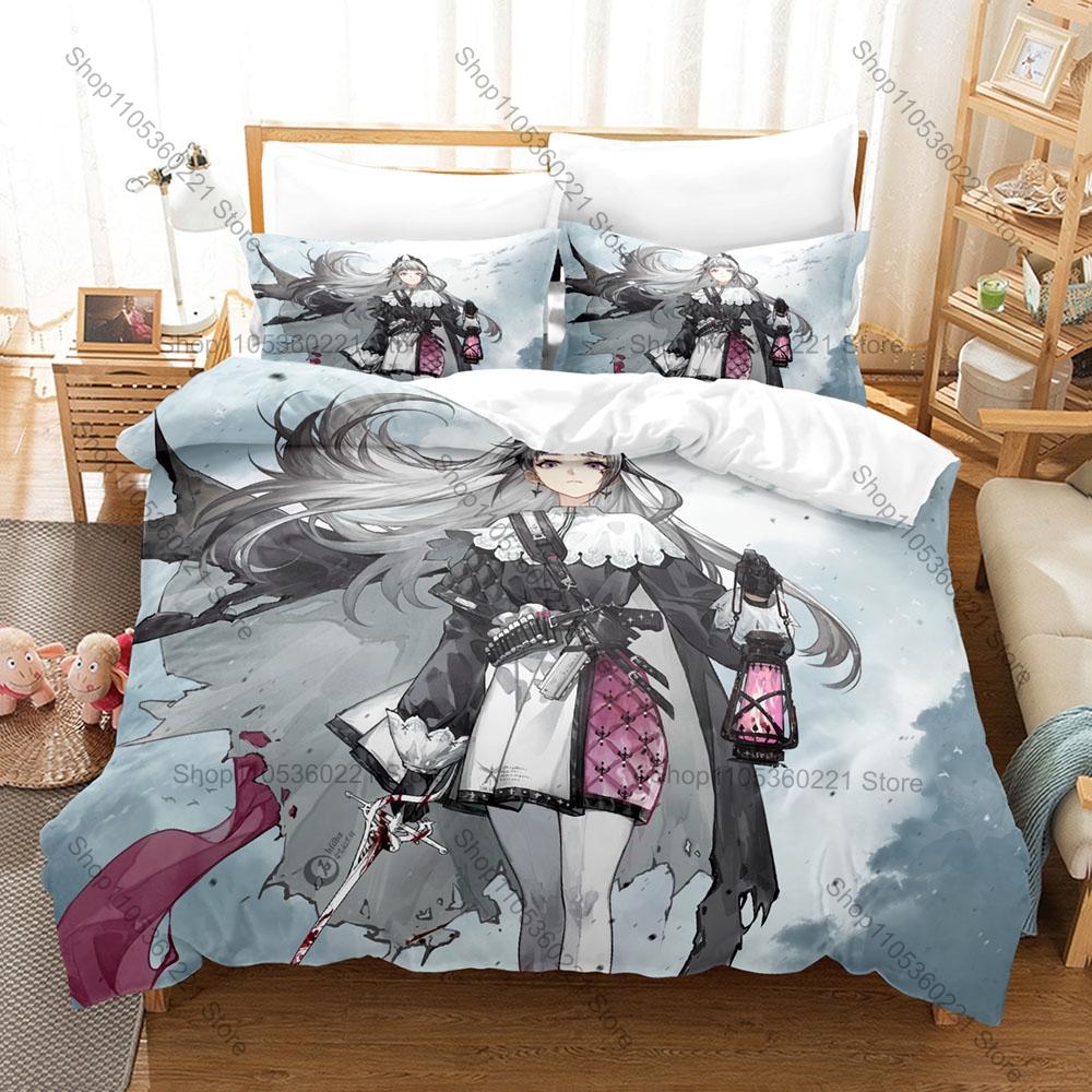 Cool Arknights Anime Game Duvet Cover + 2 Pillowcases 3D Operator Print Polyester Bedding Teen Gaming Bedroom Decor