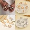 Pearl Ring Set For Women Geometric Vintage Baroque Design With Electroplated Finish For Fashion Jewelry