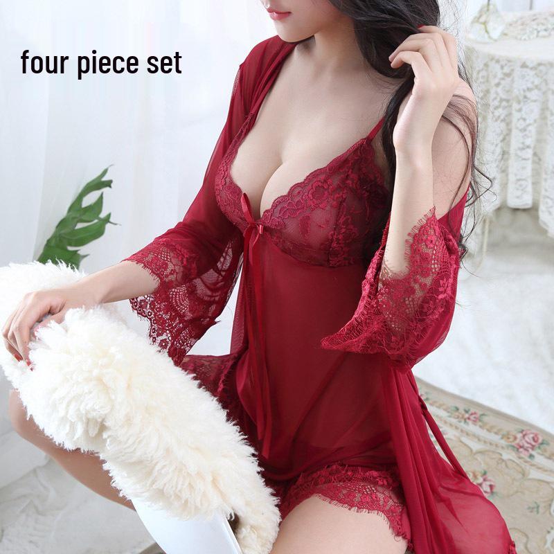 Plus Size Padded Cup Lace Lingerie - Sexy Two-Piece Set
