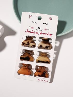 6 Piezas Mini Pinzas para el Cabello, Concha de Tortuga Leopardo Pequeñas Pinzas de Mandíbula Pinzas de Concha de Tortuga Acrílico Pinzas de Mandíbula para el Cabello Abrazaderas para Mujer Niña
