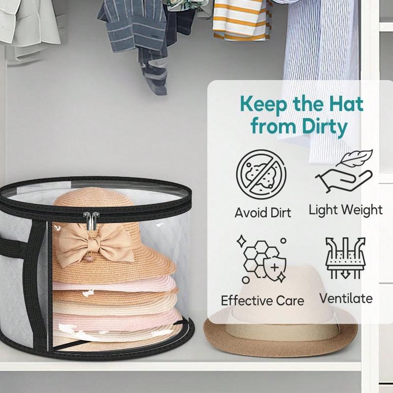Oversized Clear Hat Storage Bag, Holds Up To 7 Caps Cowboy Hat Organizer For Closet, Wide Brims Hat Case With Carrying Handles