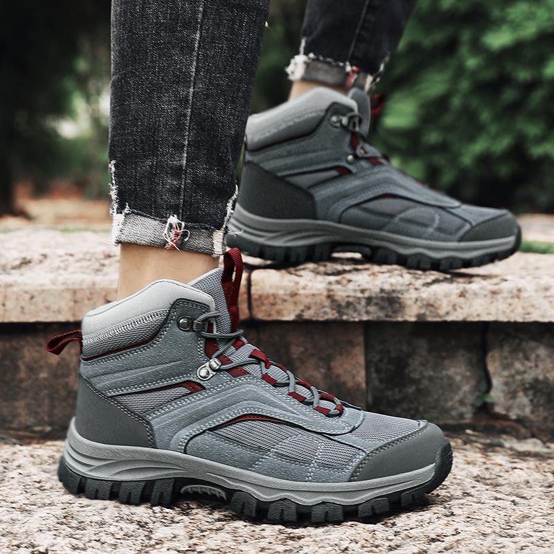 TUINANLE New Trend Men's High-Top Non-Slip Hiking Shoes Hiking Outdoor Wear-Resistant Platform Travel Boots