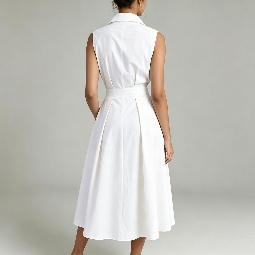Women's Color Sleeveless Waist Tie Summer Dress - Elegant Versatile Lightweight Dress for Women, Daily Wear, Work, Date, Travel - Multiple Sizes