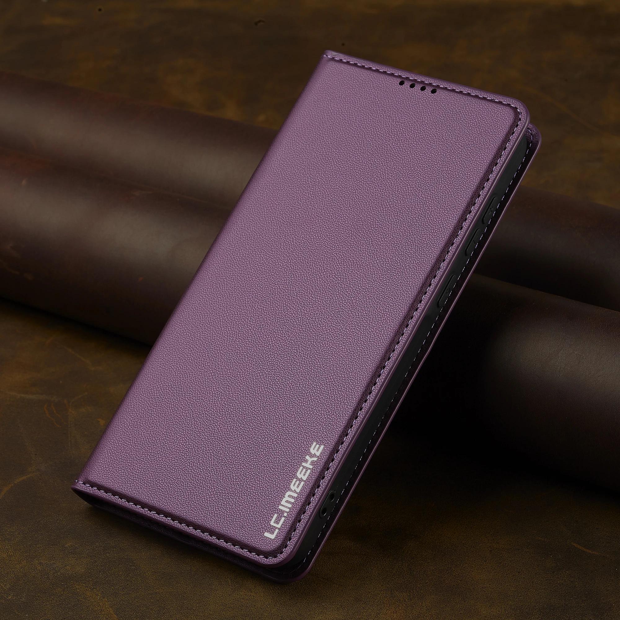 

Business Flip Leather Case For Xiaomi Redmi Note 14 Pro 4G 5G Magnetic Phone Wallet Cover For Redmi Note 13 12 11 Pro Redmi Note 12 фиолетовый