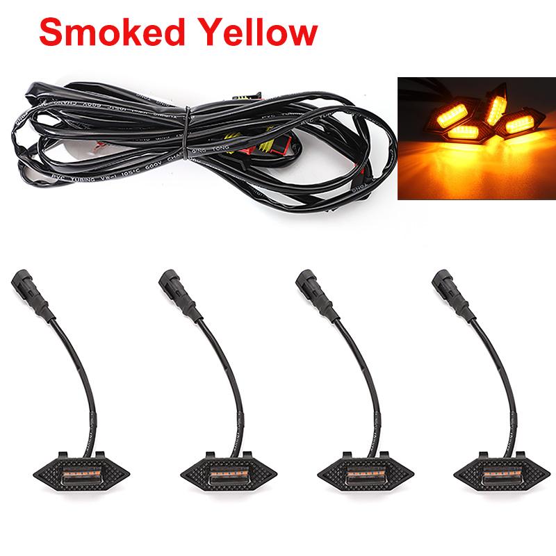 4Pcs/set Smoked Shell Amber Light Front Grille LED Light Safety Warning Light with Wire Harness Fit for Honda CRV 2017-2022