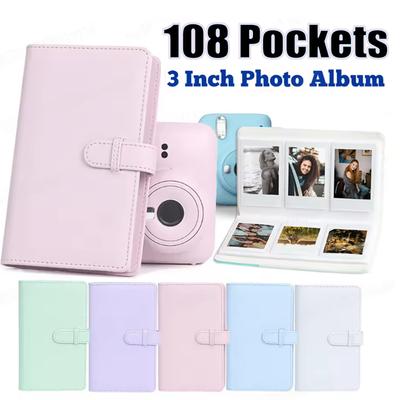 Photo Album Film Camera 108 Pockets 3 Inch Photo Paper PU Leather Storage Case Stamp Collection Book Mini Album Picture Case