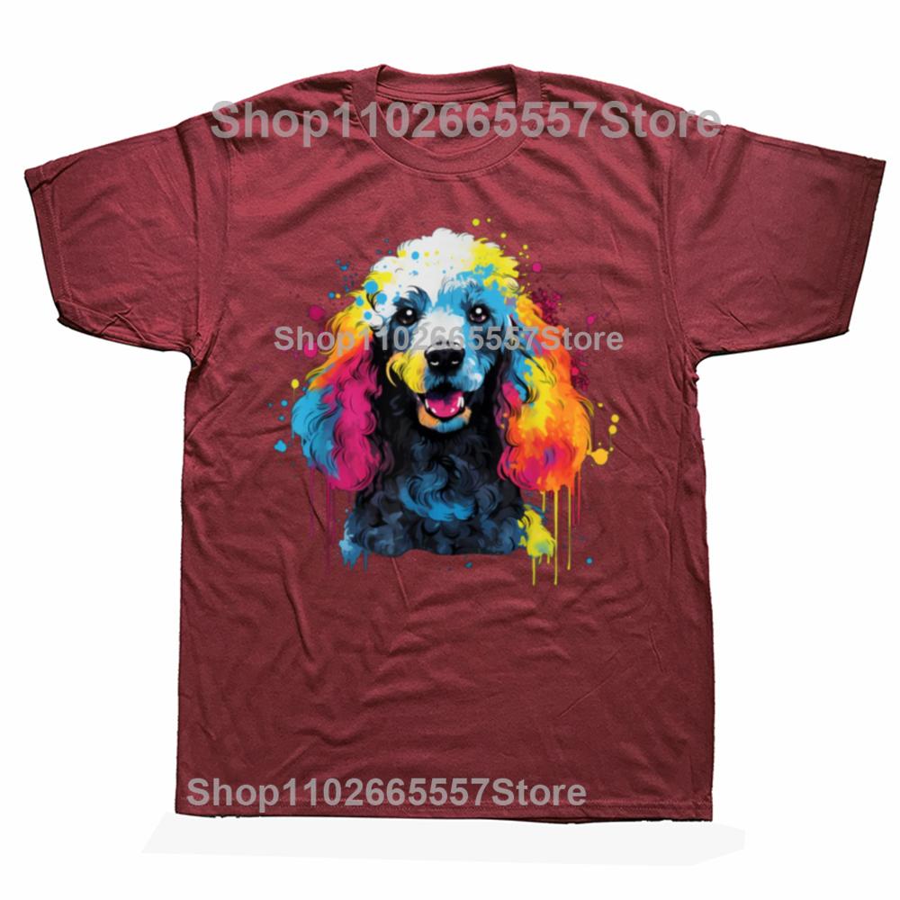Funny Pop Art Colorful Poodle Dog Lovers Mothers Day Graphic Tshirts Men Casual Tshirt 100 Cotton Loose Oversized T Shirt