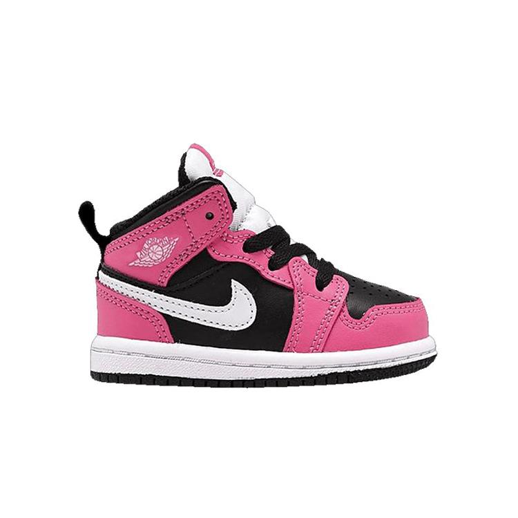 Jordan Air Jordan 1 Mid Synthetic Leather Mid top Basketball Shoes Pink Black Infant And Toddler 644507-002