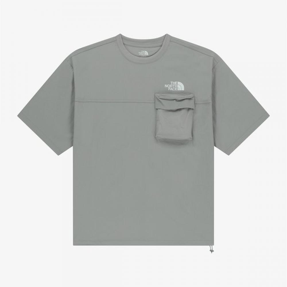 The NorTh Face Ila PockeT ShorT Sleeve Round T lighT Gray