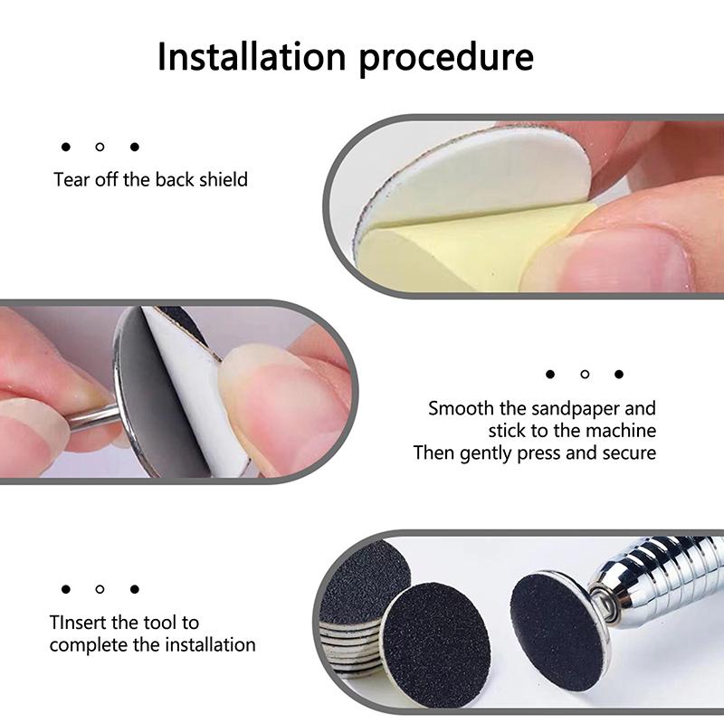 15/20/25Mm Fuß Nagelhaut Hornhaut Entfernung Austauschbares Schleifpapier Mit Pediküre Scheiben Pads Set Tote Haut Reiniger Fuß Raspeln Feilen