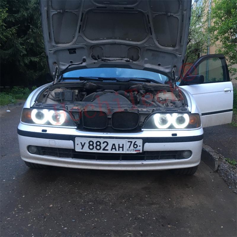 White 120W LED Angel Eyes Position Lights for BMW E39 E53 E60 E61 6312694048 63126916097 63126929309, Halo Ring Headlight Bulbs