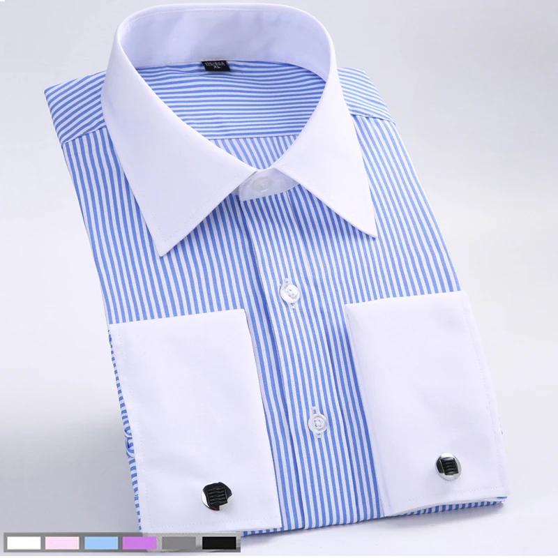 Hemd mit französischen Manschettenknöpfen, Langarmhemd für Herren, Vier Jahreszeiten-Herrenhemd, Einteiler, Mehrfarbig, Business-Casual-Hemd