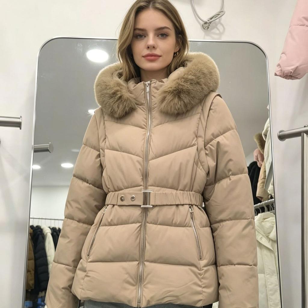 Winter thickened slim-fitting cotton-padded clothes, new fashion fur collar down cotton-padded jacket, women's cotton-padded clothes to keep warm