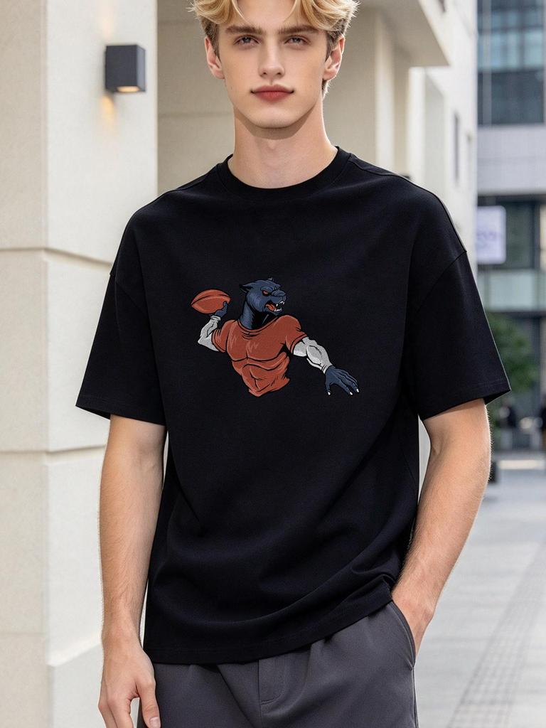unisex t shirt with cool panther rugby print casual soft streetwear top