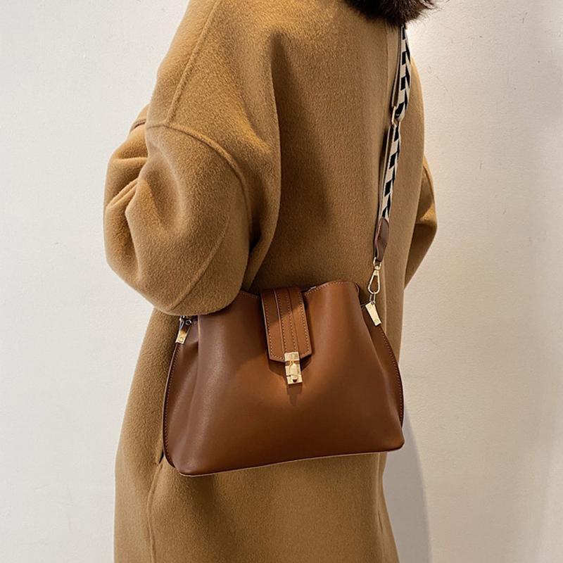 Fashionable Women's Trendy Large Capacity Wallet Korean Version Solid Color Bucket Bag Pu Car Stitching Women's Shoulder Bag