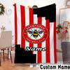 Custom Name Brentford Crest Design Throws Blanket Flannel Blankets for Couch Bed Gifts for Men Women Picnic blanket Christmas fan gifts