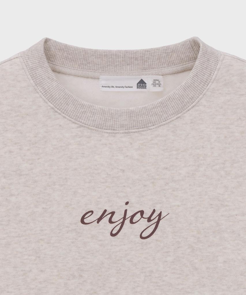 BASIC HOUSE Women'S Graphic Brushed Sweatshirt Oatmeal Lwts7251