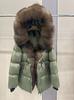 Deep winter thickened warm goose down jacket medium and long women's oversized natural real raccoon fur collar high-end jacket