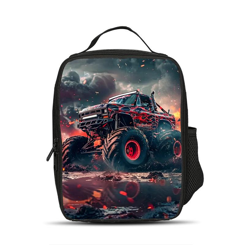 Monster Jam Ice Bag Large Capacity Practical Cartoon Print Best Companion for Male and Female Students School and Office Workers