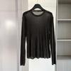 Trendy Velvet Slimming Long Sleeve Round Neck T-shirt - Autumn & Winter Fashion