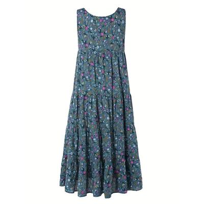 Summer Women's Dress Printed Half Round Neck Sleeveless Casual Dresses