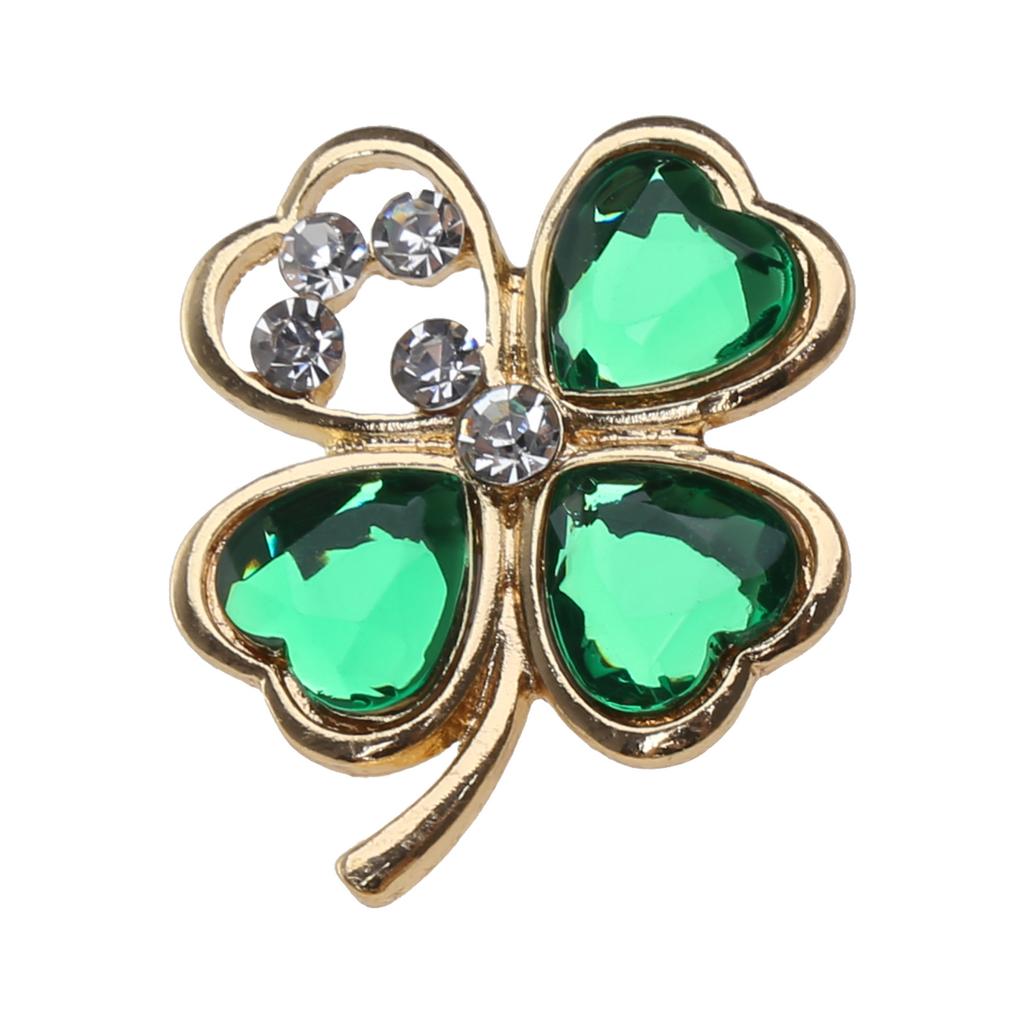 4 Pcs Four Leaf Clover Lapel Pin Rhinestones Brooch St. Patricks Day Accessories