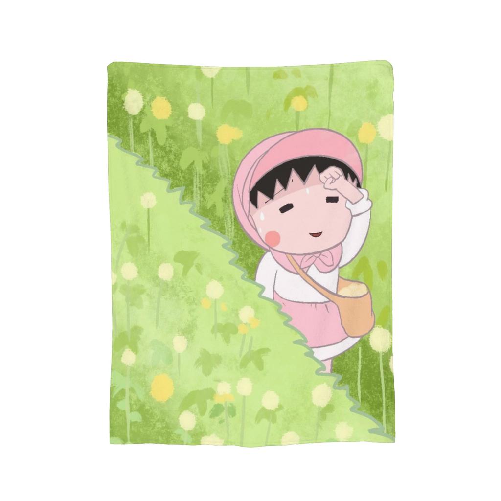Anime Chibi Maruko Chan Blankets Flannel Spring Autumn Breathable Lightweight Throw Blankets for Sofa Travel Bedspreads