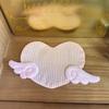 Sweet Angel Wing Heart Coaster Girly Aesthetic Plaid Anti-Scald Table Pad for Coffee Shop Desktop 1Pcs